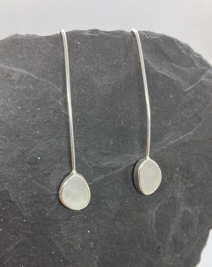 White Sea glass drop earrings