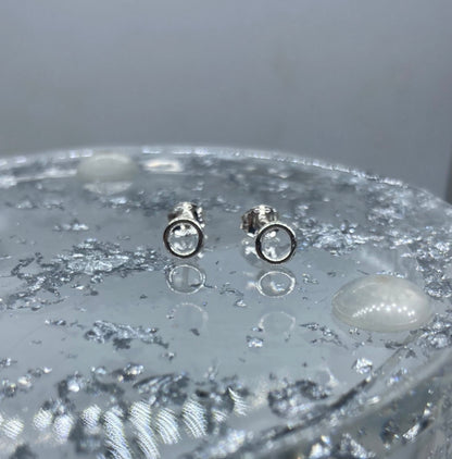 Tiny open circle stud earrings