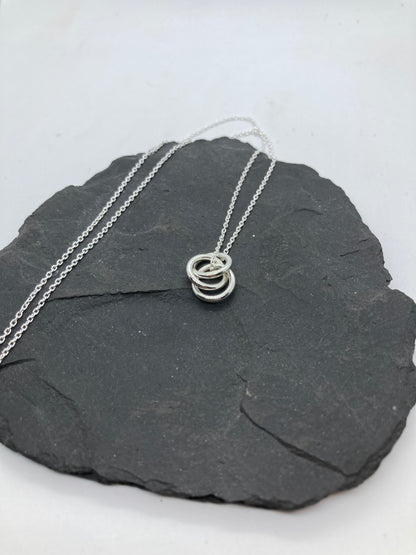 Sterling silver 3 ring pendant