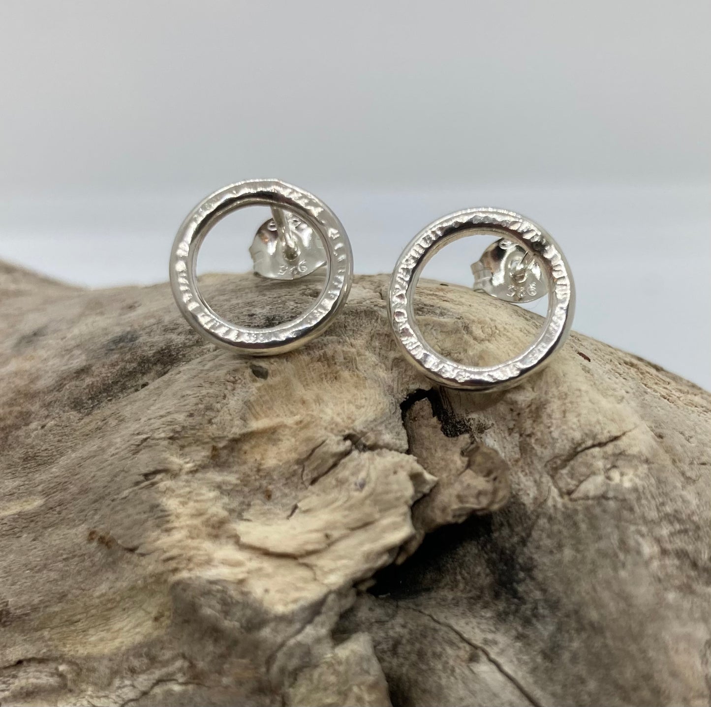 Lined textured open circle studs