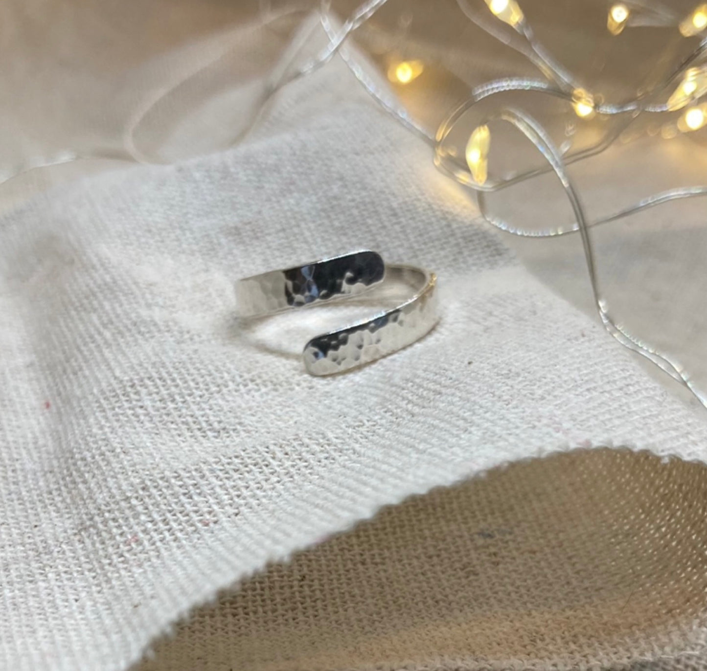 Open crossover sterling silver ring