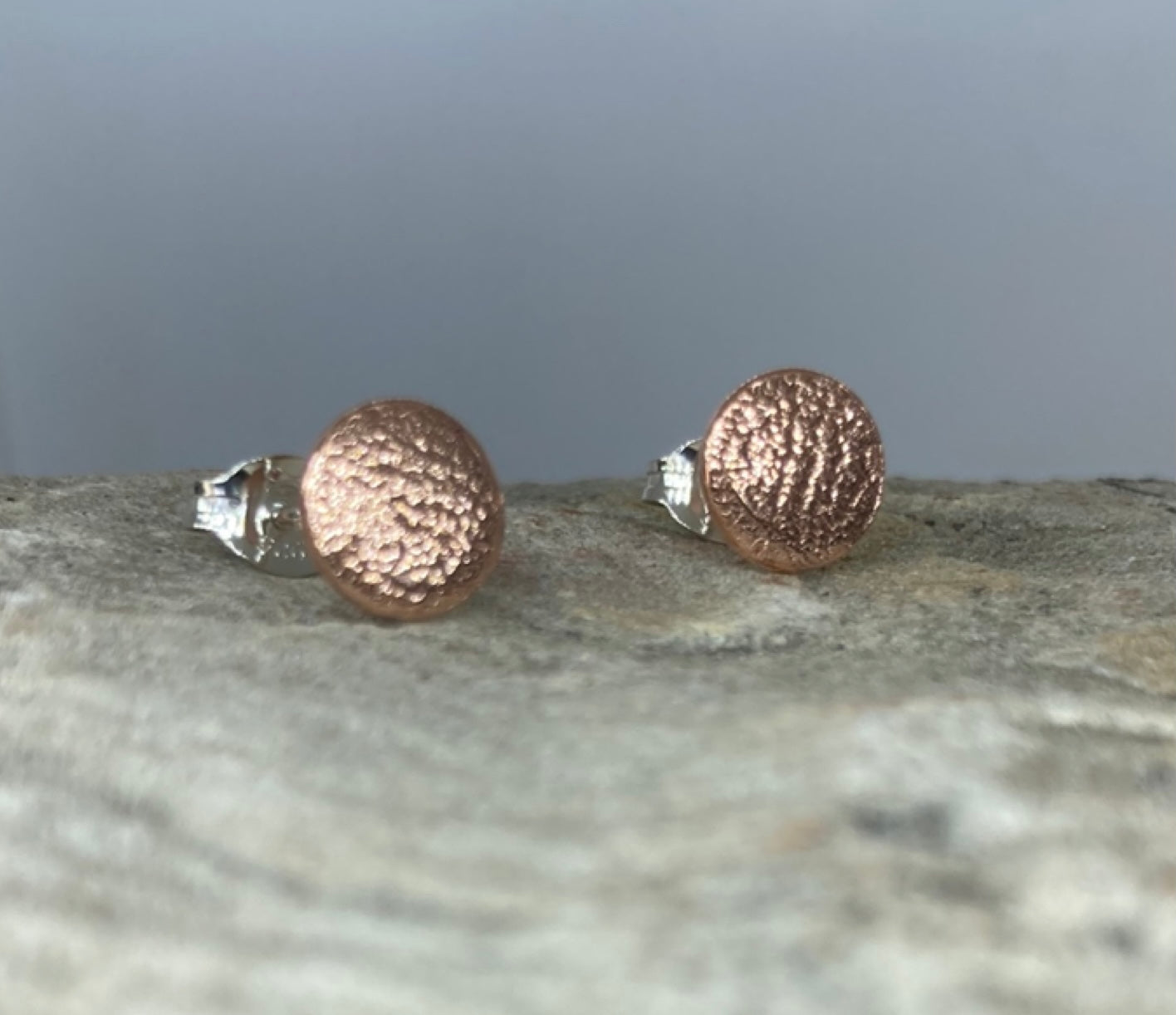 Textured copper stud earrings