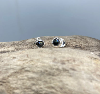 Tiny Black Spinel stud earrings