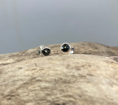 Tiny Black Spinel stud earrings