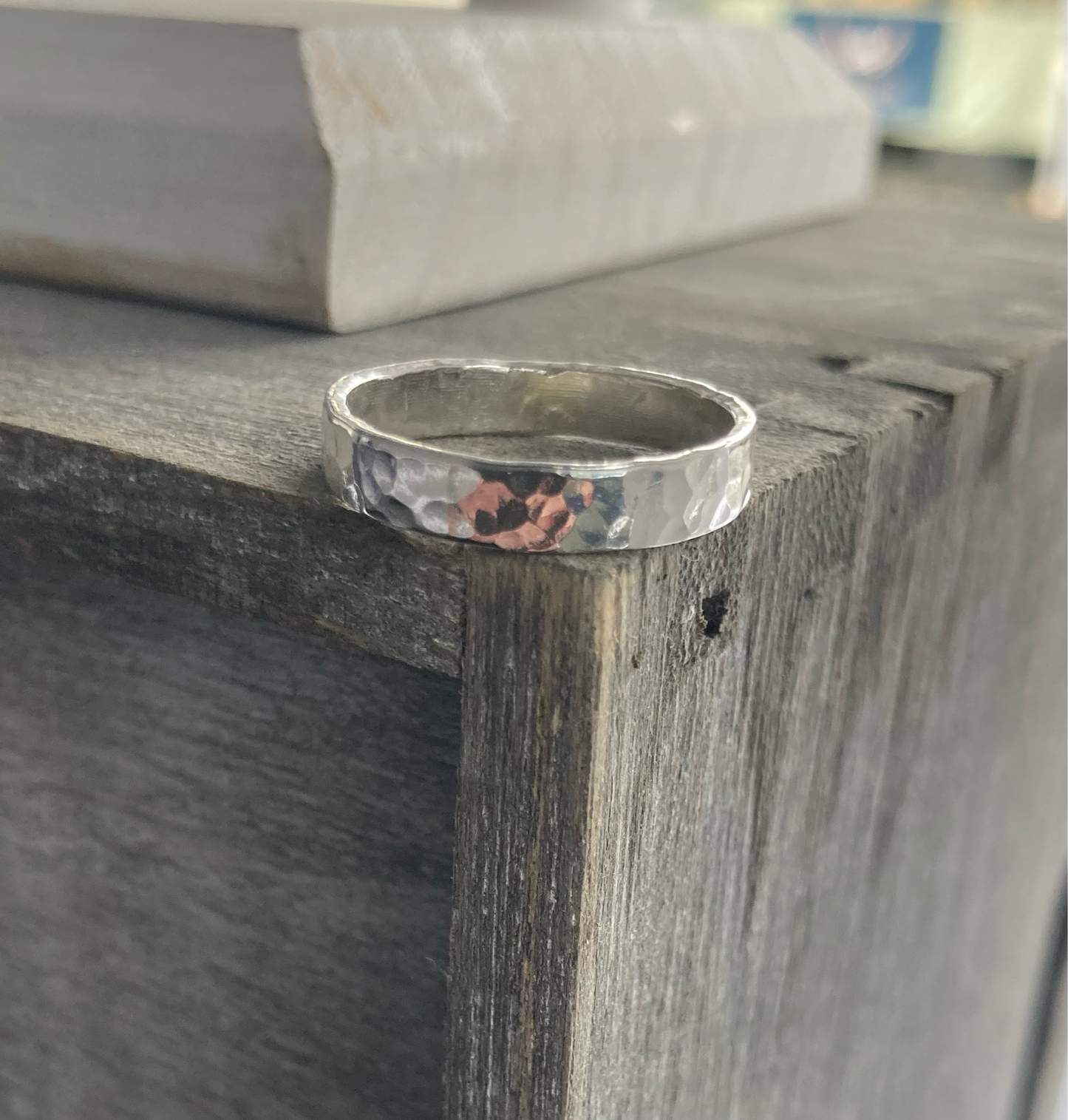 Dimpled sterling silver ring