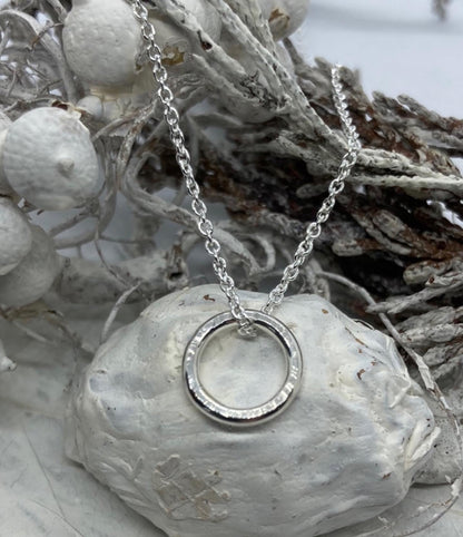 Open circle sterling silver pendant