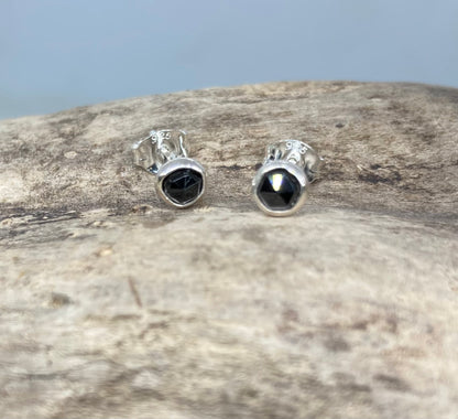 Tiny Black Spinel stud earrings