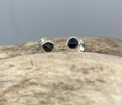 Tiny Black Spinel stud earrings