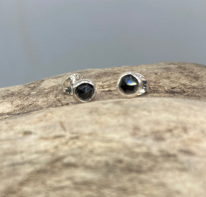 Tiny Black Spinel stud earrings