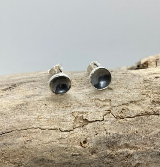 Domed oxidised silver studs