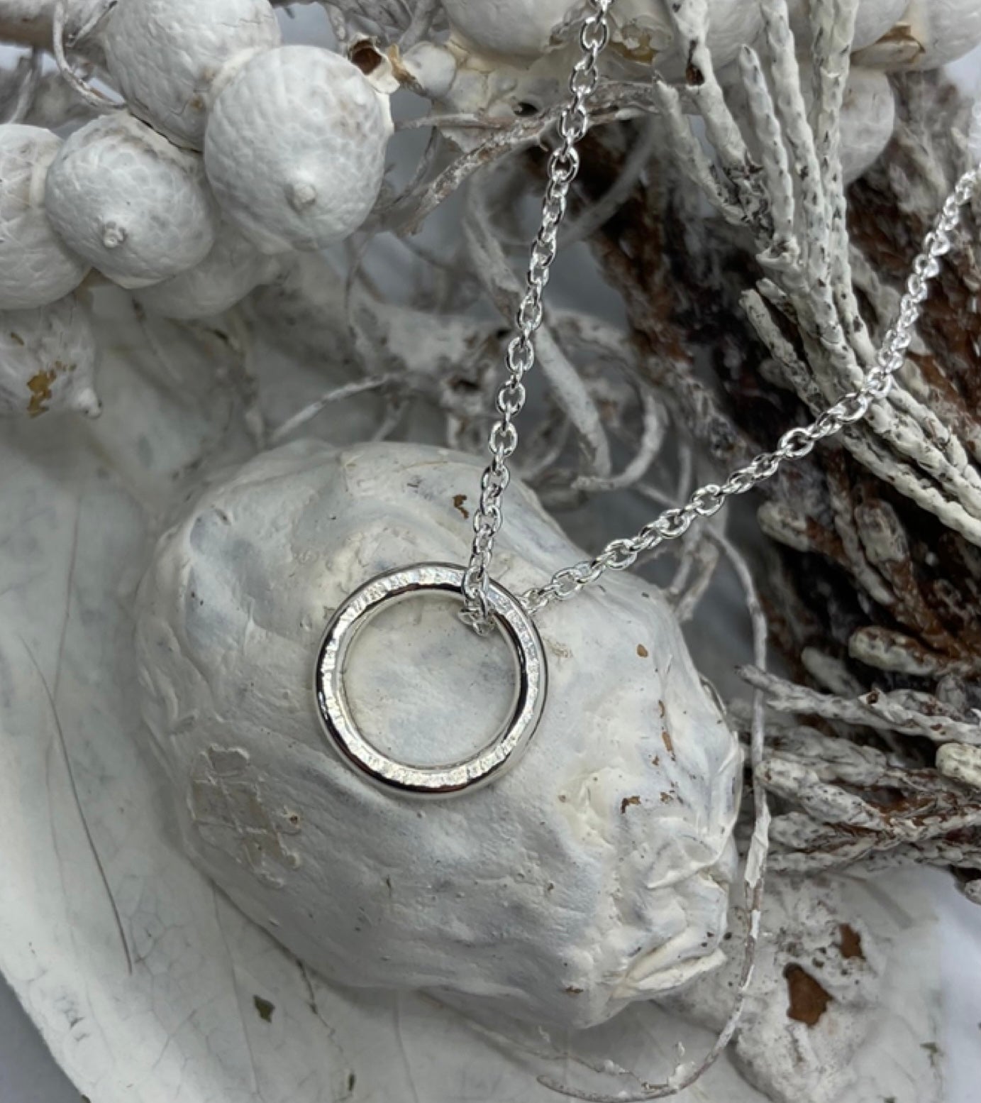 Open circle sterling silver pendant