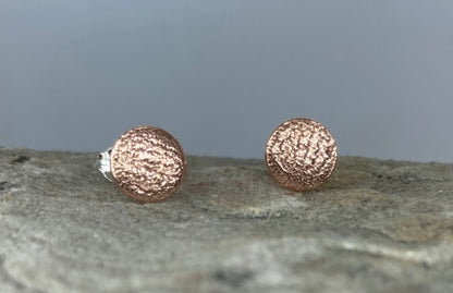 Textured copper stud earrings