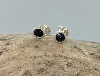 Tiny Black Spinel stud earrings