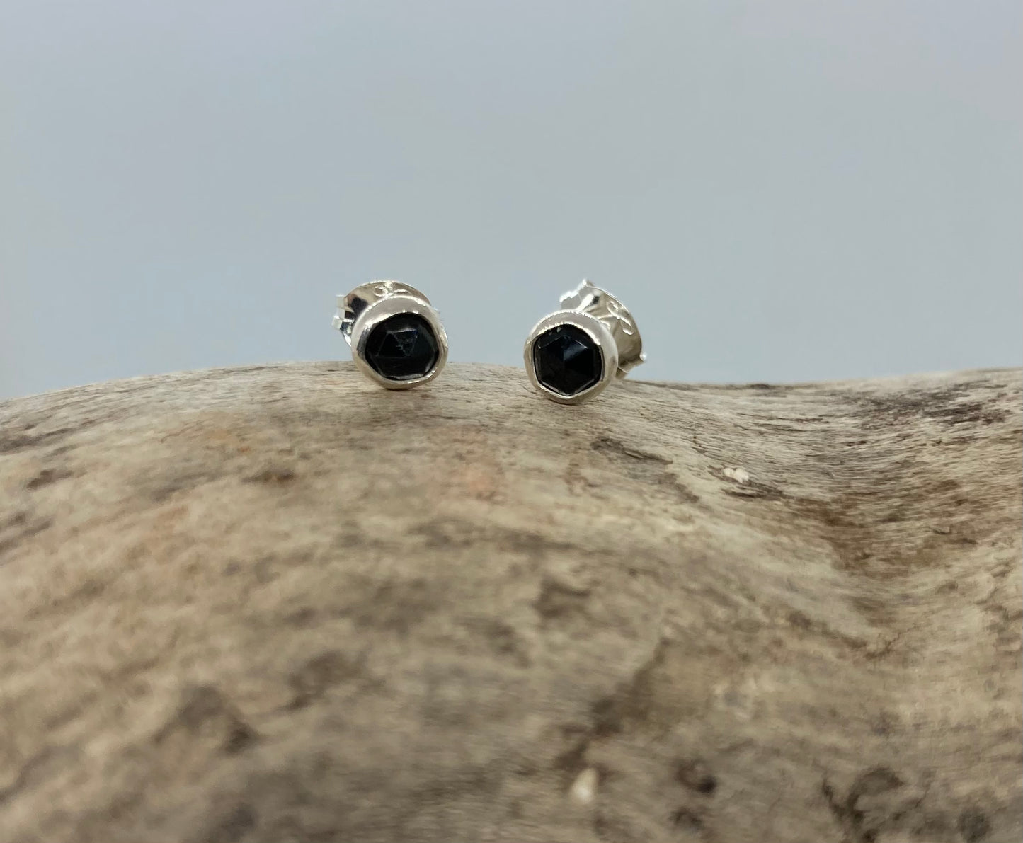 Tiny Black Spinel stud earrings