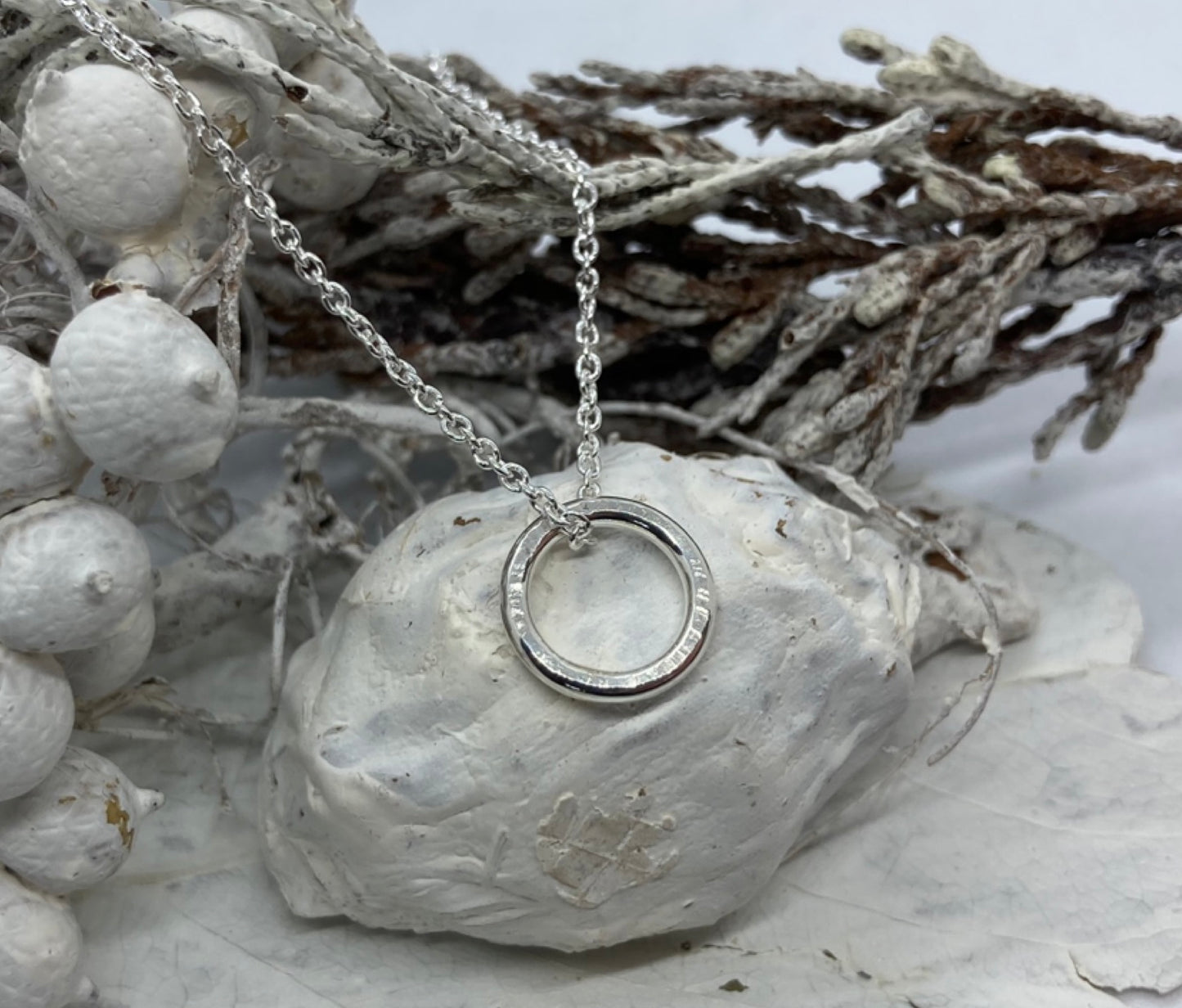 Open circle sterling silver pendant