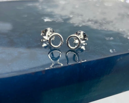 Tiny open circle stud earrings