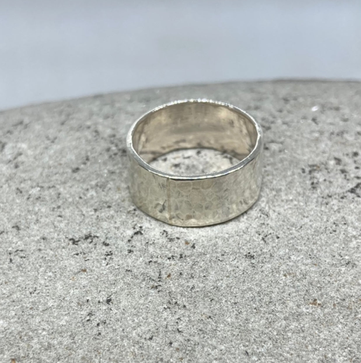 Wide hammered ring