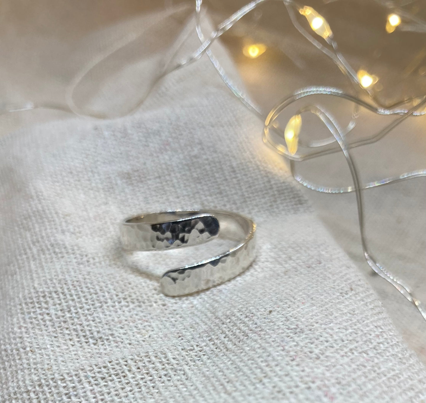 Open crossover sterling silver ring