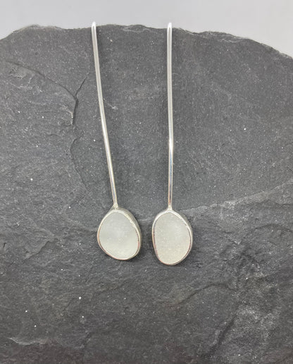 White Sea glass drop earrings