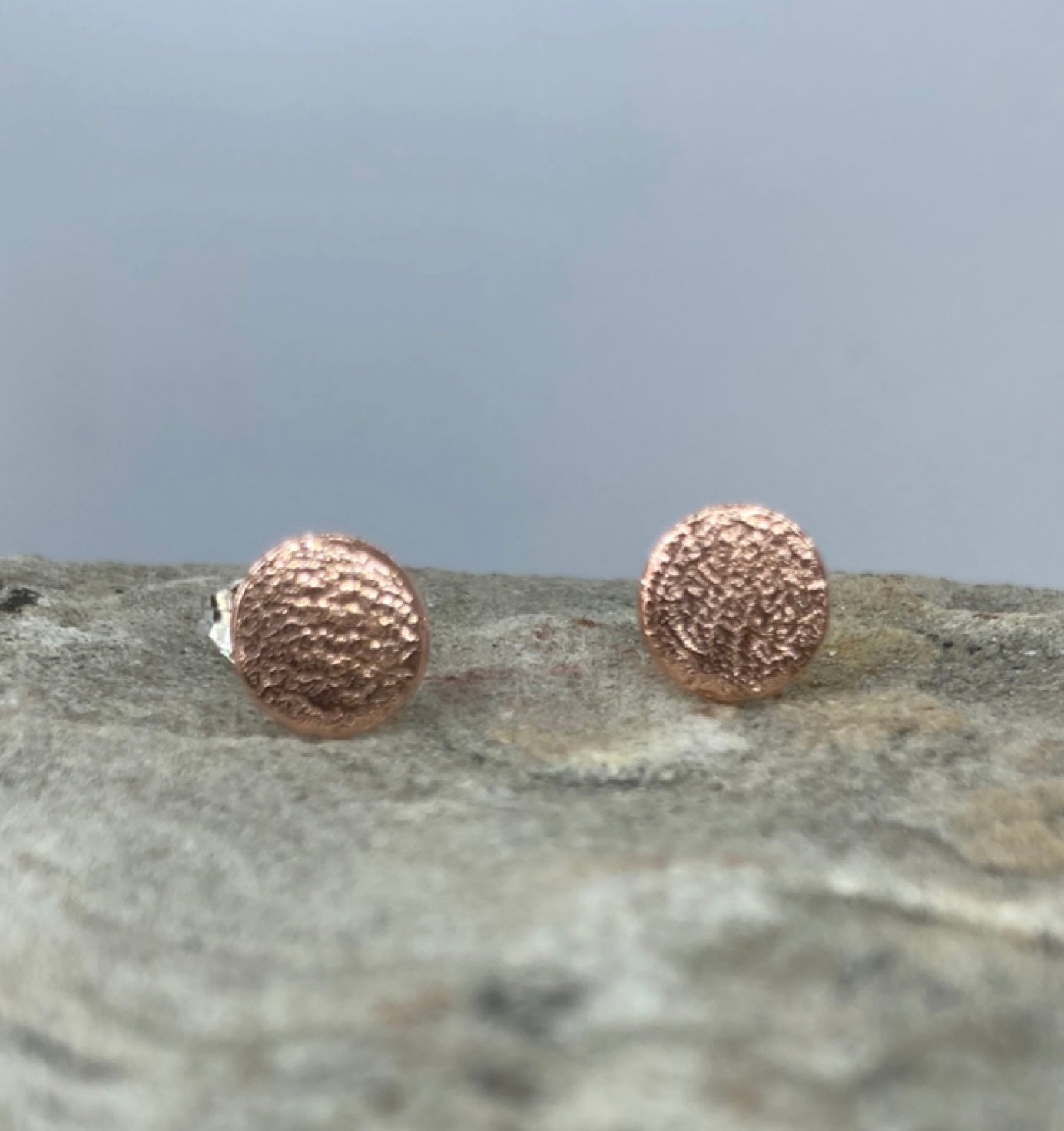 Textured copper stud earrings